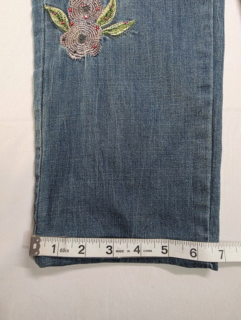 V Cristina Embroidered Floral Jeans Size 14 Boho Rhinestone Denim - Picture 10 of 11